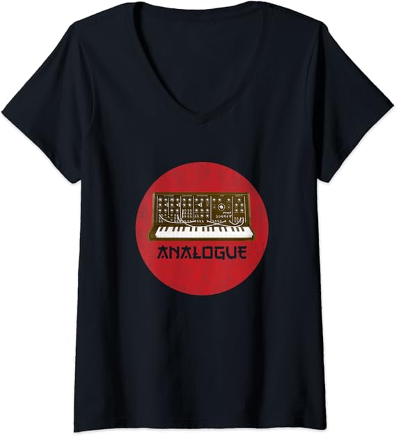 Womens Analogue Synthesizer Japan Analog Synth Graphic VNeck TShirt